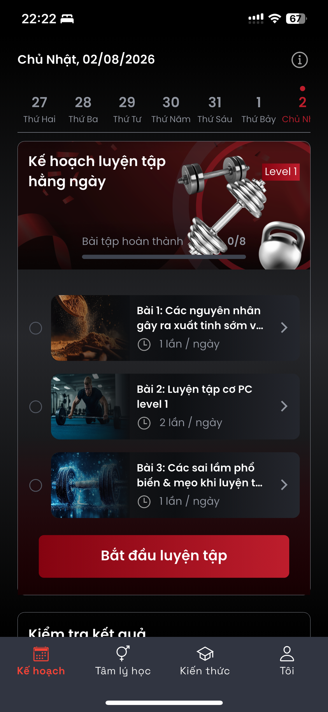 Kế hoạch luyện tập hằng ngày