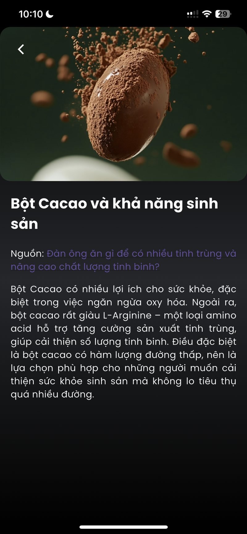 Bài viết Bột Cacao và khả năng sinh sản