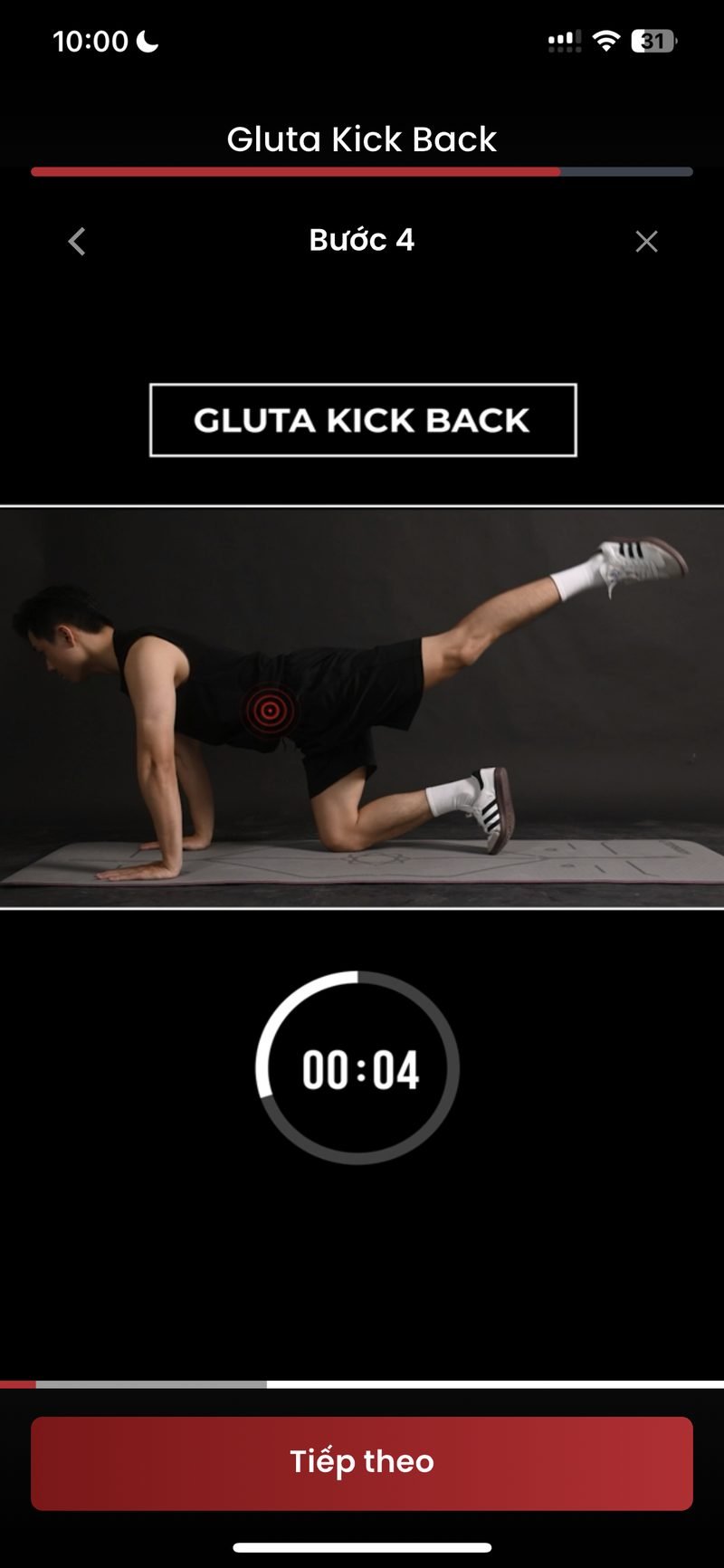 Bài tập Gluta Kick Back